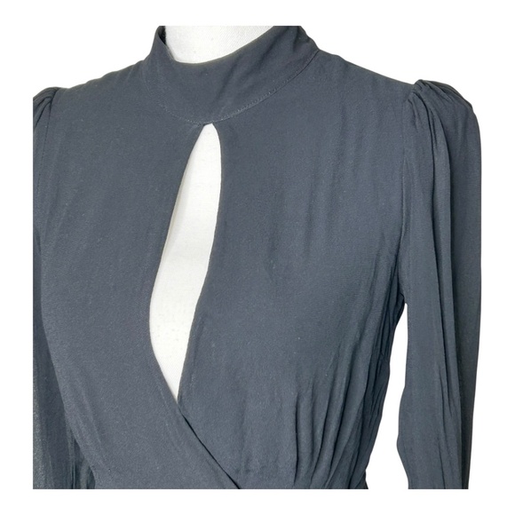 Reformation Ottessa Dress Black Long Sleeve Front Cutout Mini Dress Small - Picture 6 of 9